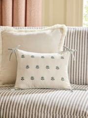 Blue 50 x 30cm Embellished Floral Cushion - Image 1 of 5