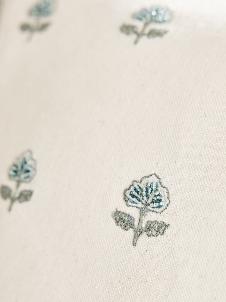 Blue 50 x 30cm Embellished Floral Cushion - Image 5 of 5