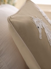 Natural 43 x 43cm Embellished Seahorse Cushion - Image 3 of 5