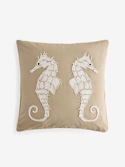 Natural 43 x 43cm Embellished Seahorse Cushion - Image 4 of 5