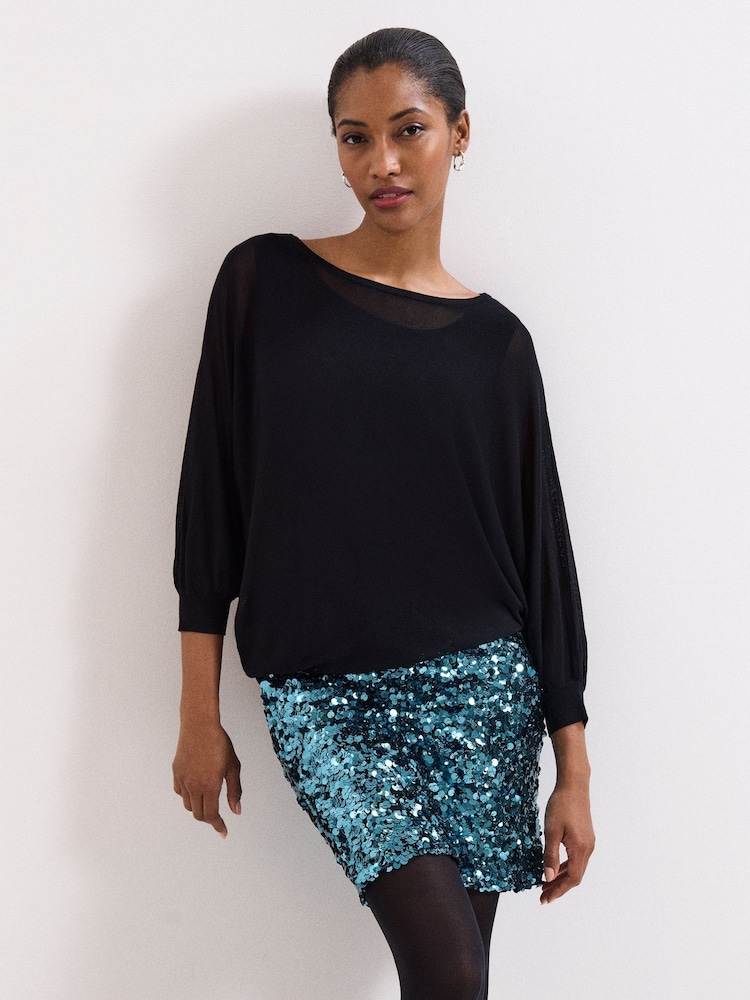 Phase Eight Black Becca Sequin Dress - Image 1 of 6 Phase Eight Black Becca Sequin Dress - Image 1 of 6