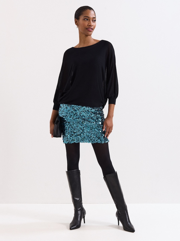 phase eight knit dress Phase Eight V-Neck 1/3 Sleeve Knit Dress Black Size 18