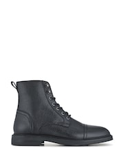 Jones Bootmaker Black Davide Leather Wide Fit Military Boots - Image 2 of 5