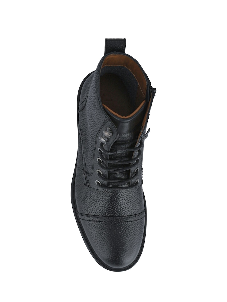 Jones Bootmaker Black Davide Leather Wide Fit Military Boots - Image 5 of 5