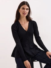 Phase Eight Black Roma Peplum Cardigan - Image 6 of 6