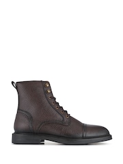 Jones Bootmaker Brown Davide Leather Wide Fit Military Boots - Image 2 of 5
