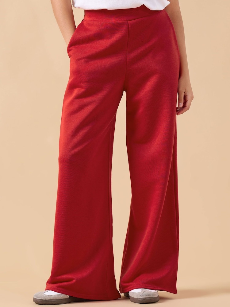 PixieGirl Petite Red Loop Back Wide Leg Joggers - Image 2 of 5