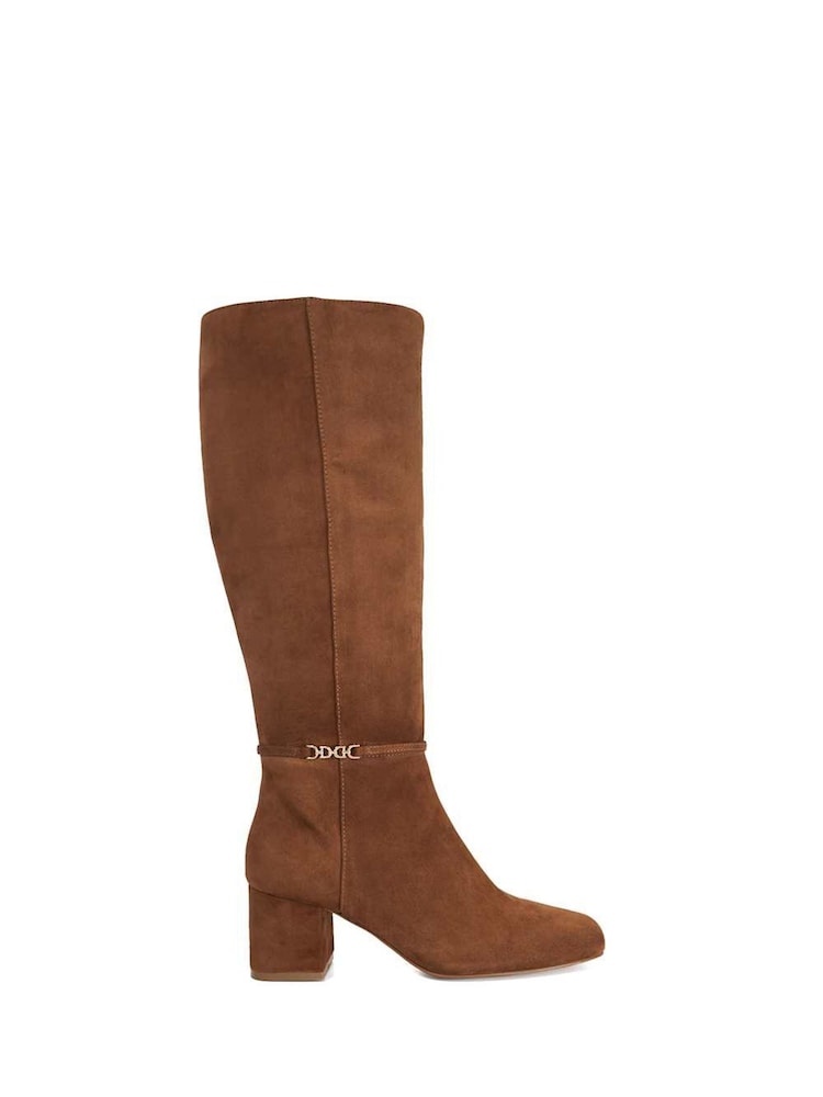 Dune London Brown Sanna Square Toe Smart High Boots - Image 2 of 6 Dune London Brown Sanna Square Toe Smart High Boots - Image 2 of 6