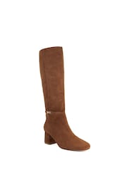 Dune London Brown Sanna Square Toe Smart High Boots - Image 3 of 6
