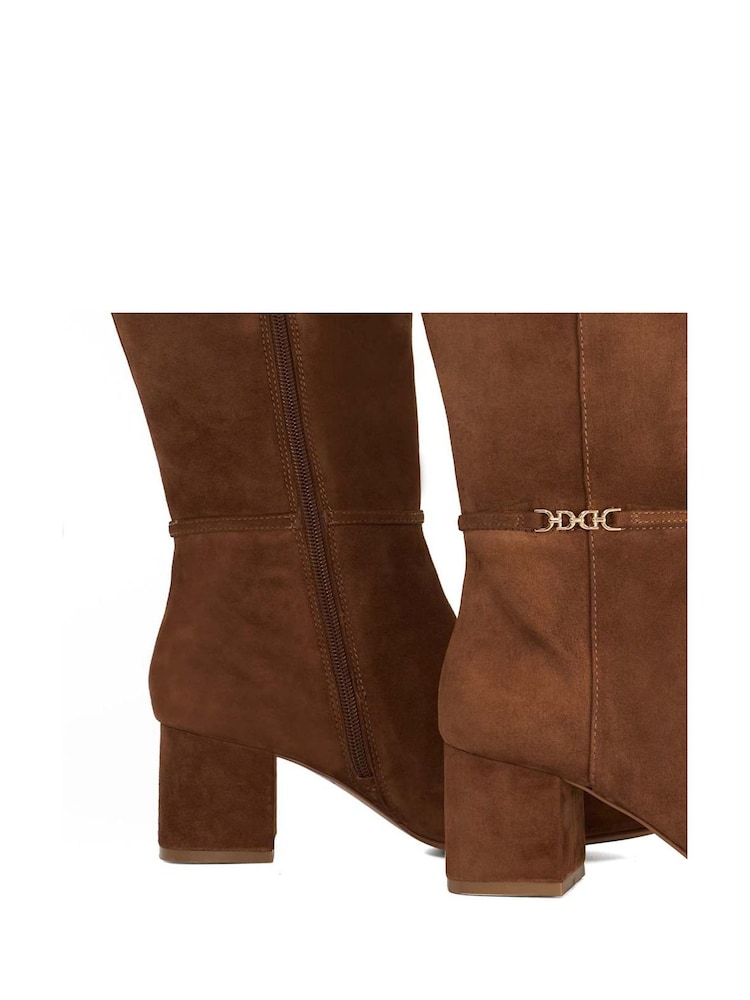 Dune London Brown Sanna Square Toe Smart High Boots - Image 6 of 6 Dune London Brown Sanna Square Toe Smart High Boots - Image 6 of 6