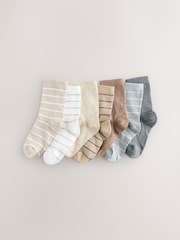 Neutral Cotton Rich Stripe Socks 7 Pack - Image 1 of 3