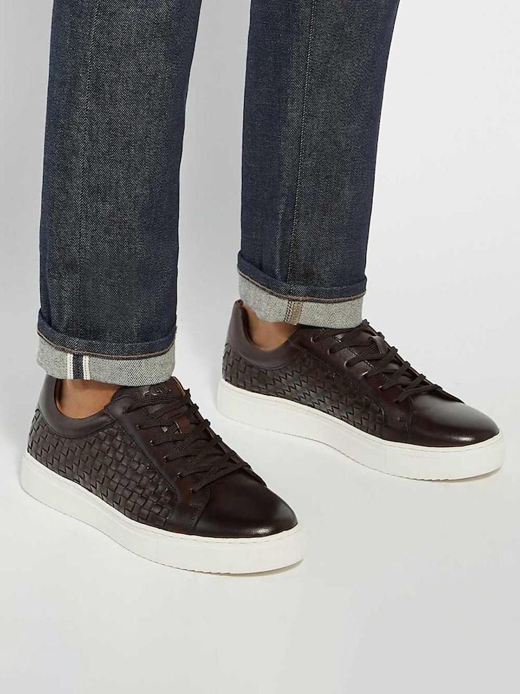 Dune London Brown Tj Woven Lace-Up Trainers - Image 1 of 6 Dune London Brown Tj Woven Lace-Up Trainers - Image 1 of 6