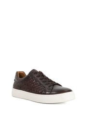 Dune London Brown Tj Woven Lace-Up Trainers - Image 3 of 6