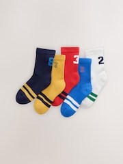 Varsity Stripe Cushioned Footbed Cotton Rich Ribbed Tipped Socks 5 Pack - Image 1 of 3