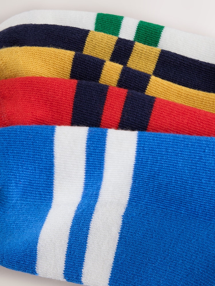 Varsity Stripe Cushioned Footbed Cotton Rich Ribbed Tipped Socks 5 Pack - Image 3 of 3