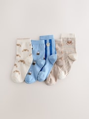 Blue/Neutral Food - 卡通棉质袜子 5 包 - 3的图像1｝
