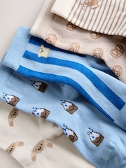 Blue/Neutral Food - 卡通棉质袜子 5 包 - 3的图像3｝