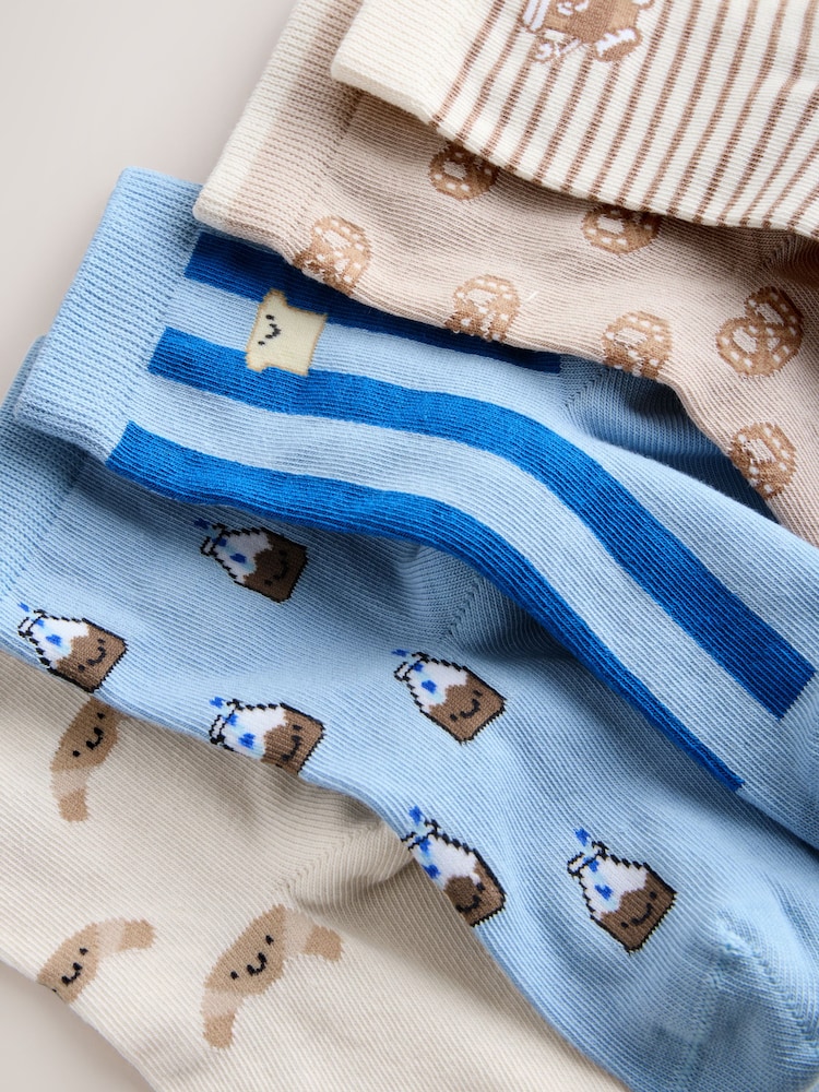 Blue/Neutral Food - 卡通棉质袜子 5 包 - 3的图像3｝