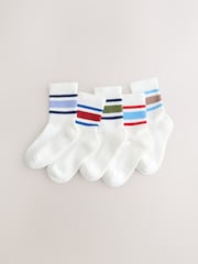 Multi Stripe Cushioned Footbed Cotton Rich Ribbed Tipped Socks 5 Pack - Image 1 of 3