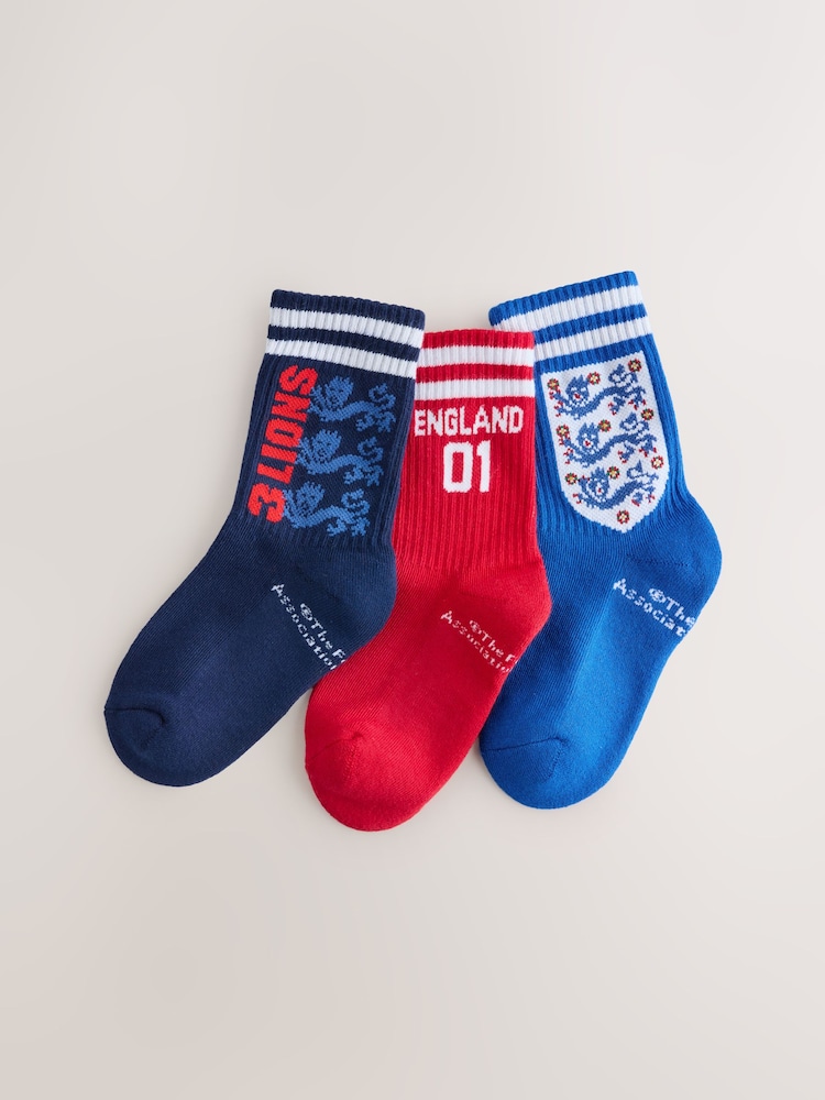 England License Cotton Rich Ribbed Sports Socks 3 Pack - Image 1 of 3