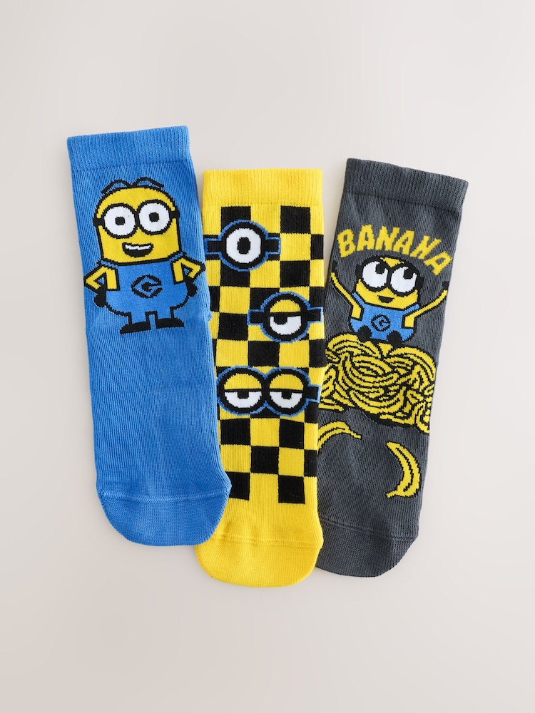 Minions License Cotton Rich Socks 3 Pack - Image 1 of 3 Minions License Cotton Rich Socks 3 Pack - Image 1 of 3