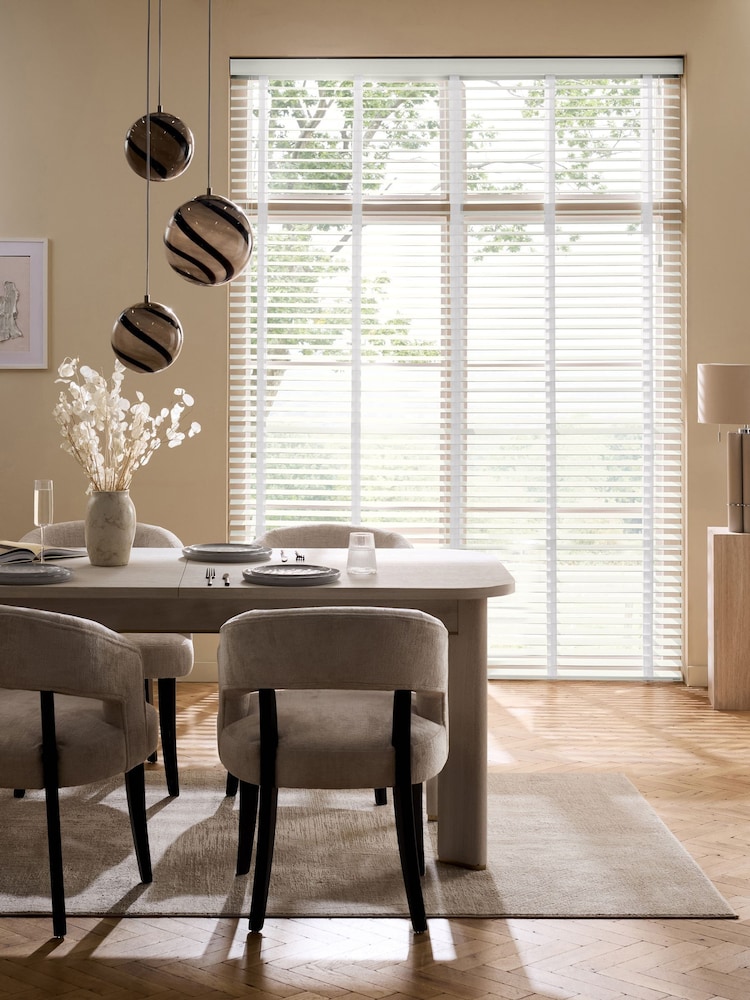 White Polar Made To Measure 50mm Sunwood 38mm Chalk Taped Venetian Blinds - Image 1 of 7 White Polar Made To Measure 50mm Sunwood 38mm Chalk Taped Venetian Blinds - Image 1 of 7