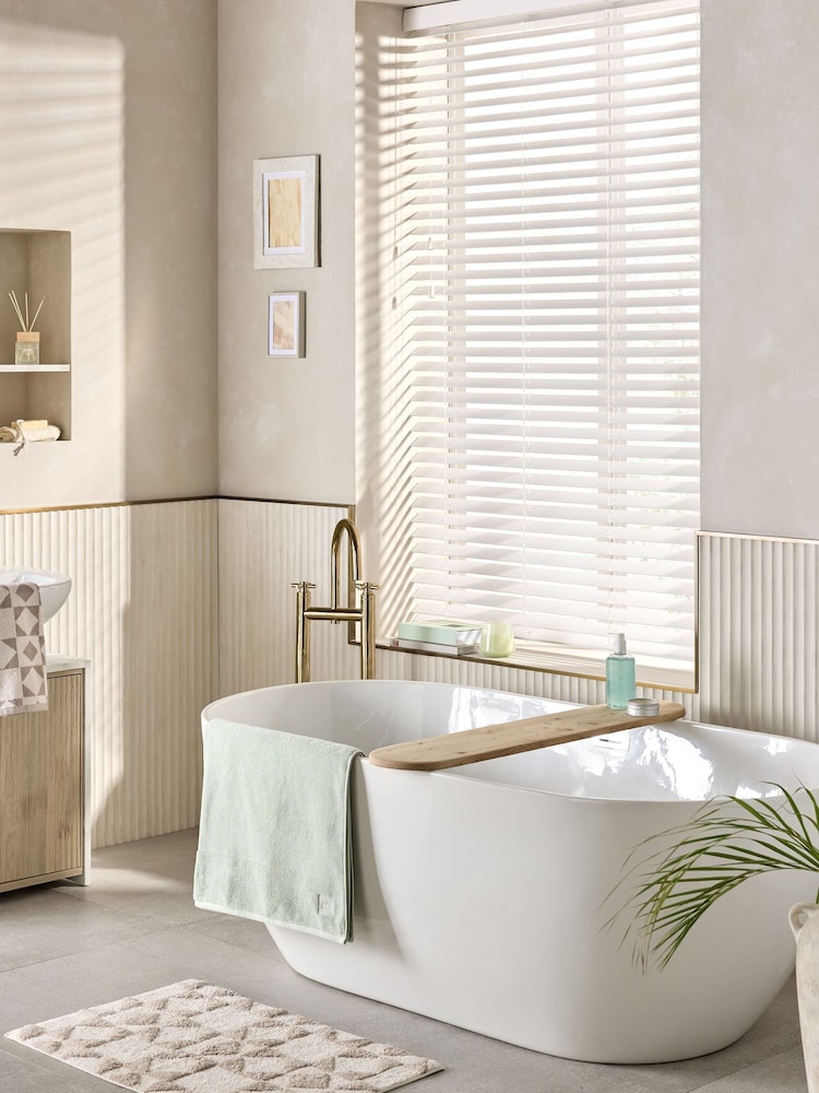 White True Made To Measure 50mm Sunwood Fauxwood Venetian Blinds - Image 1 of 6