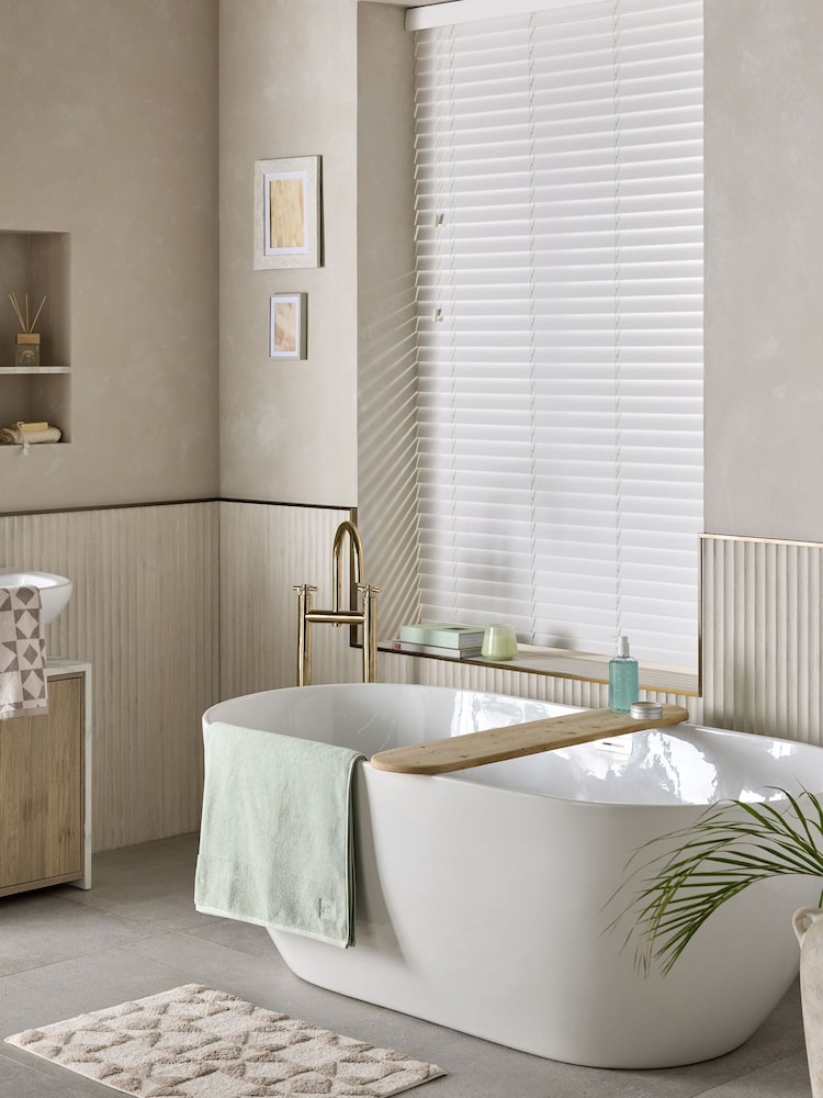 White True Made To Measure 50mm Sunwood Fauxwood Venetian Blinds - Image 2 of 6
