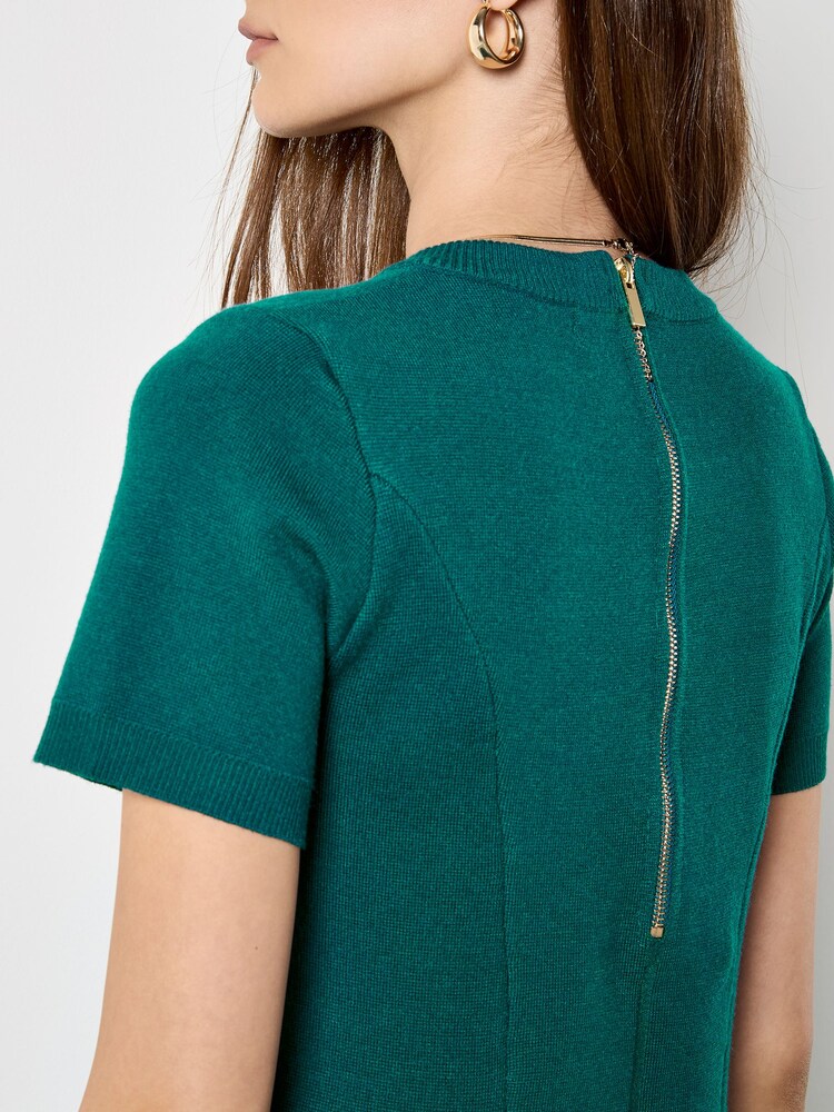 Apricot Green Panel Knitted A-Line Dress - Image 4 of 4