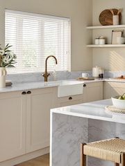White True Fine Grain Made To Measure 35mm Sunwood Fauxwood Venetian Blinds - Image 1 of 5