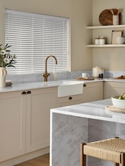 White True Fine Grain Made To Measure 35mm Sunwood Fauxwood Venetian Blinds - Image 2 of 5