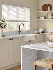 White True Fine Grain Made To Measure 35mm Sunwood Fauxwood Venetian Blinds - Image 3 of 5
