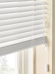 White True Fine Grain Made To Measure 35mm Sunwood Fauxwood Venetian Blinds - Image 4 of 5