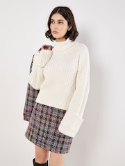 Apricot Black Multicolour Tweed Mini Skirt - Image 1 of 5