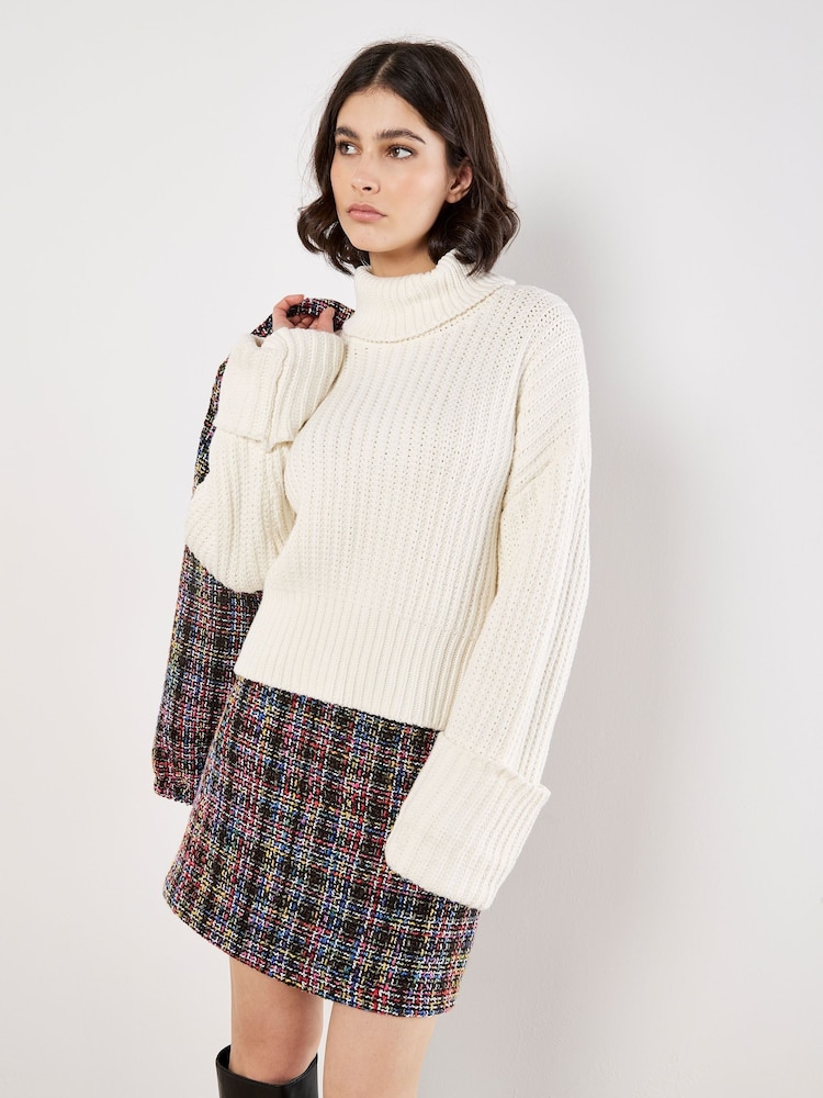 Apricot Black Multicolour Tweed Mini Skirt - Image 1 of 5