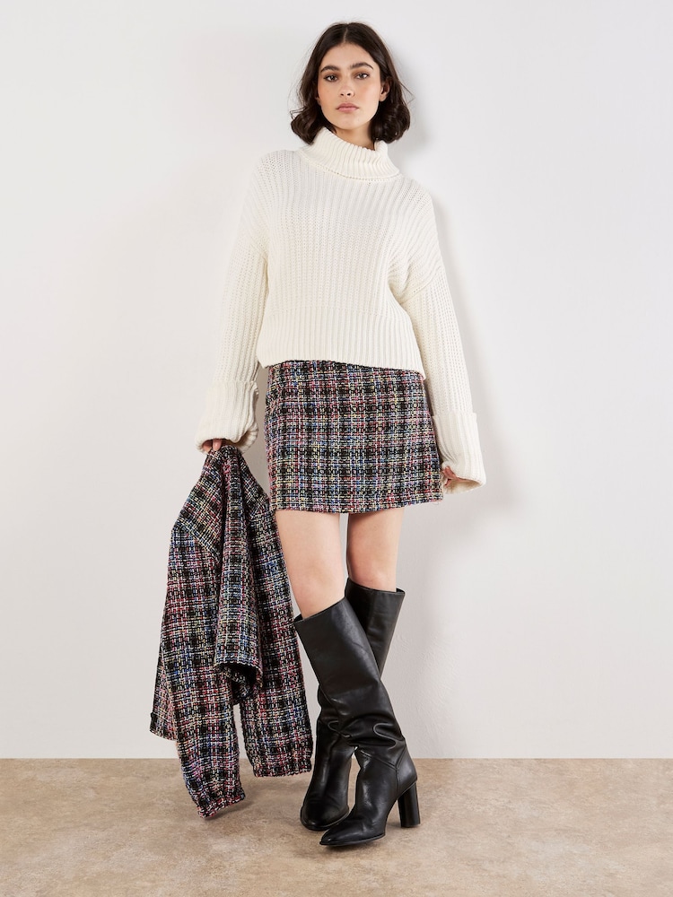 Apricot Black Multicolour Tweed Mini Skirt - Image 2 of 5