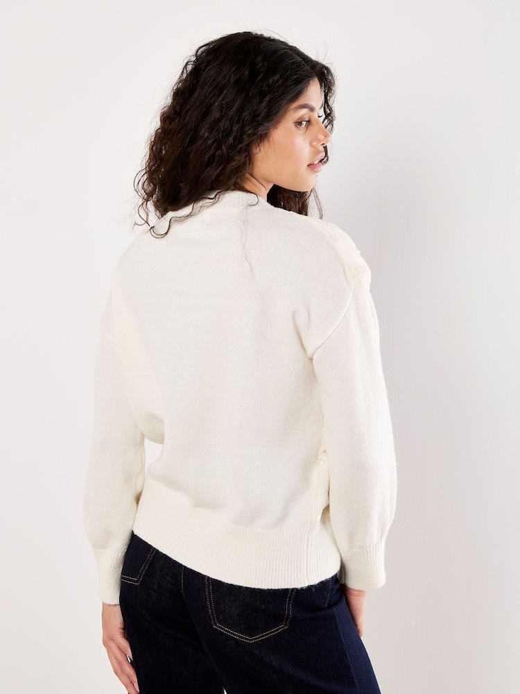 Apricot Cream Embroidered Flower Sequin Jumper - Image 2 of 5 Apricot Cream Embroidered Flower Sequin Jumper - Image 2 of 5