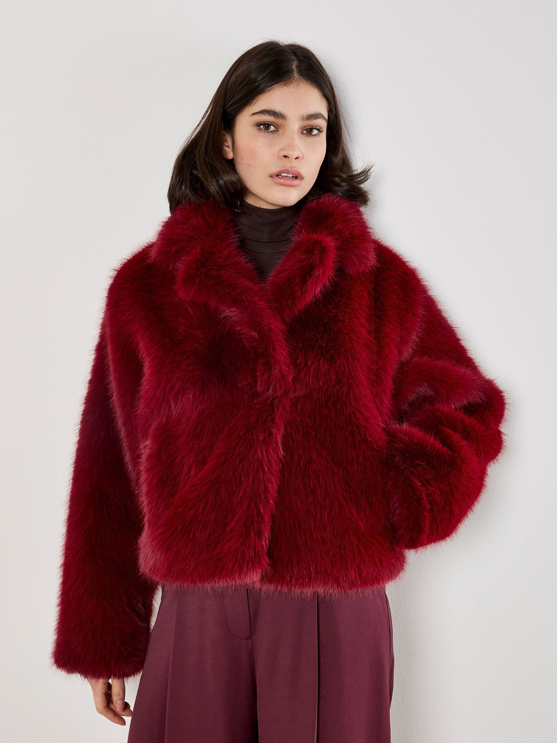 Buy Apricot Red Faux Fur Collar Short Coat from Next South Africa