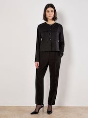 Apricot Black Pleat Tapered Tailored Trousers - Image 1 of 4