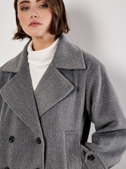 Apricot Grey Tailored Short Trench Jacket - Image 1 of 5