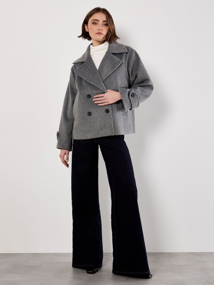 Apricot Grey Tailored Short Trench Jacket - Image 2 of 5