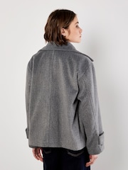 Apricot Grey Tailored Short Trench Jacket - Image 3 of 5