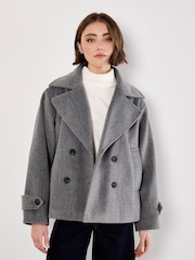 Apricot Grey Tailored Short Trench Jacket - Image 4 of 5