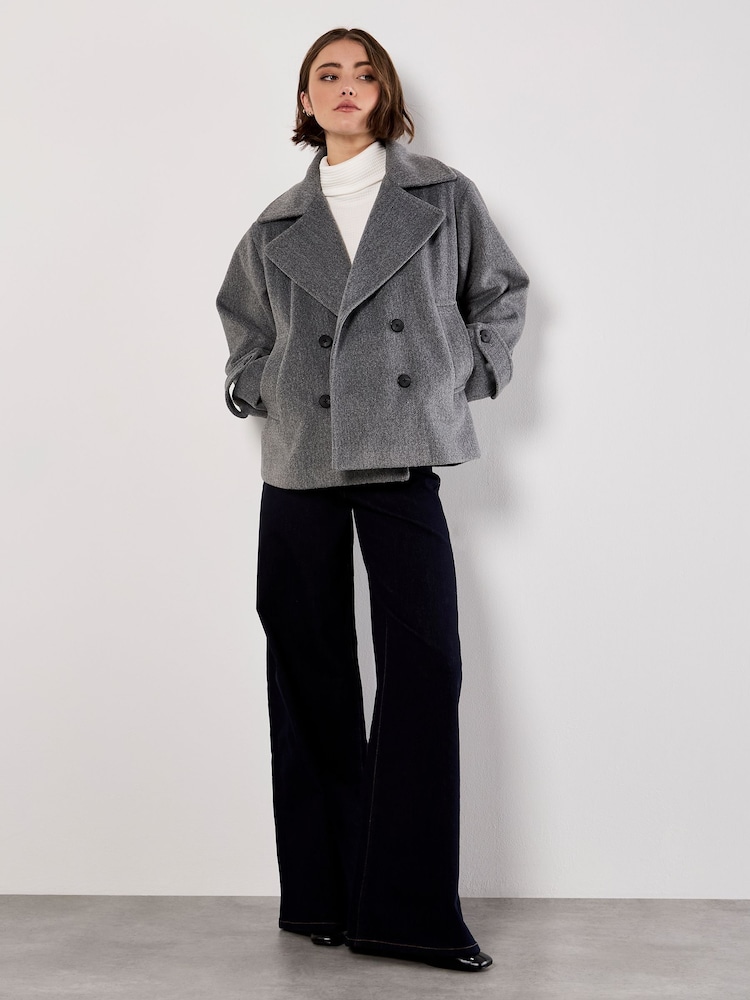 Apricot Grey Tailored Short Trench Jacket - Image 5 of 5