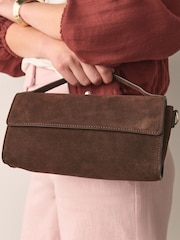 Chocolate Brown Leather Top Handle Bag - Image 1 of 7