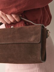 Chocolate Brown Leather Top Handle Bag - Image 3 of 7