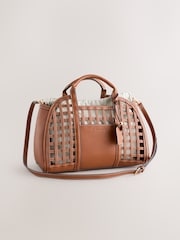 חום בהיר - תיק לנשיאה ביד עם עיטור חיתוך - תמונה 5 מתוך 9