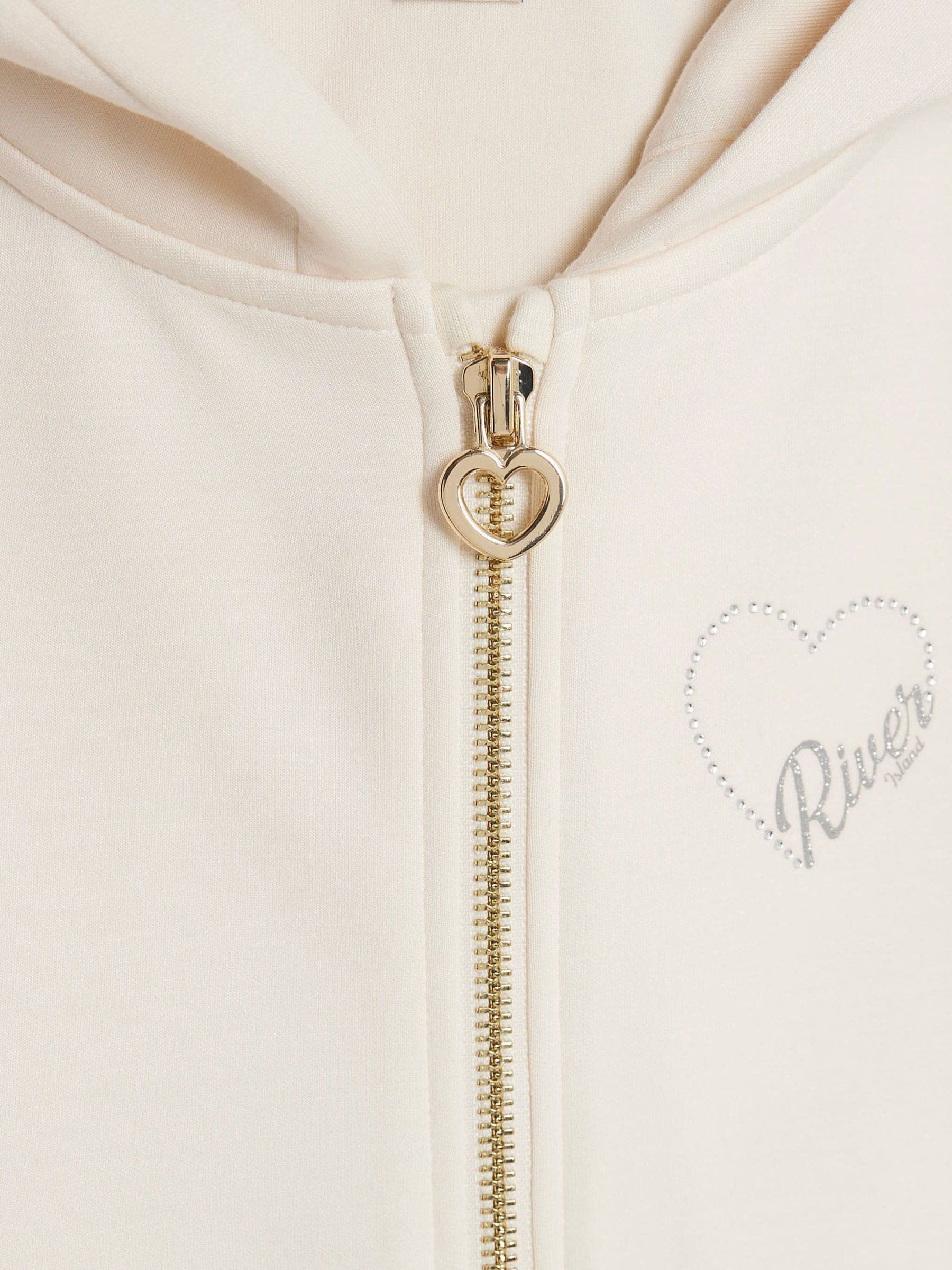 Buy River Island Cream Premium Essentials Zip Through & Kickflare