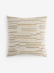 Natural 43 x 43cm Cut Velvet Textured Stripe Cushion - Image 1 of 2