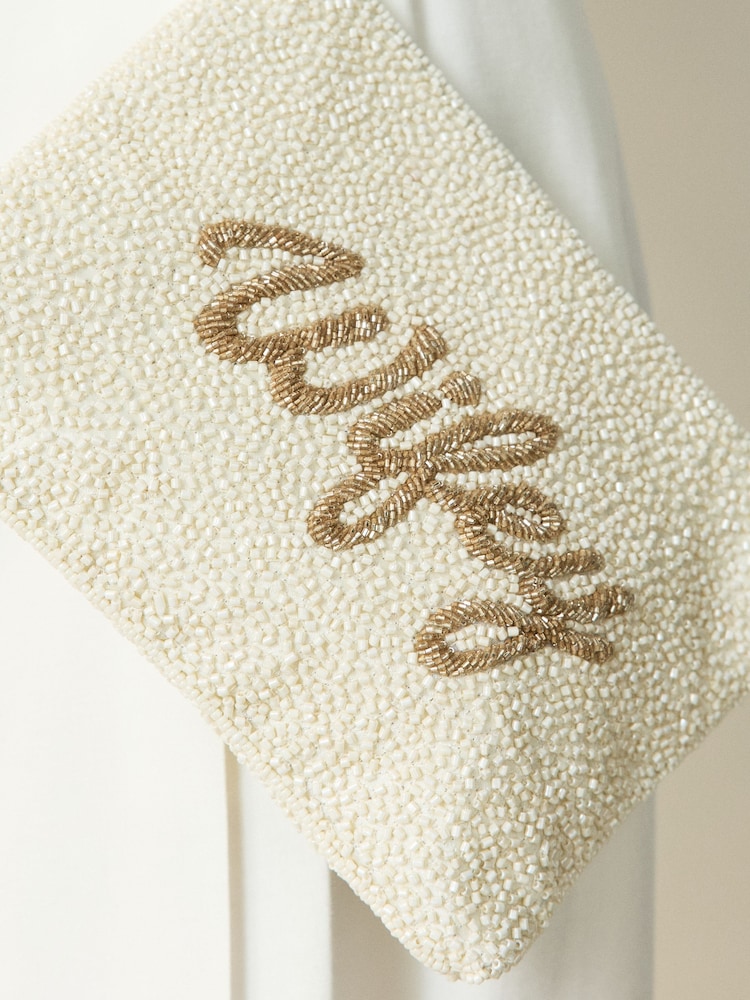 Elfenbein - Perlenbesetztes Braut-Täschchen - Bild 7 von 7